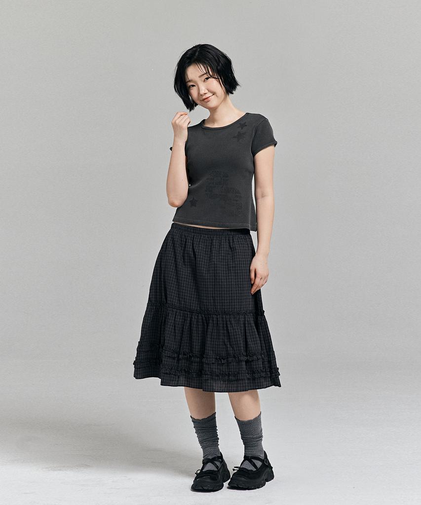 AWESOME STUDIO Pigment Ribbed Graphic T-Shirt Charcoal