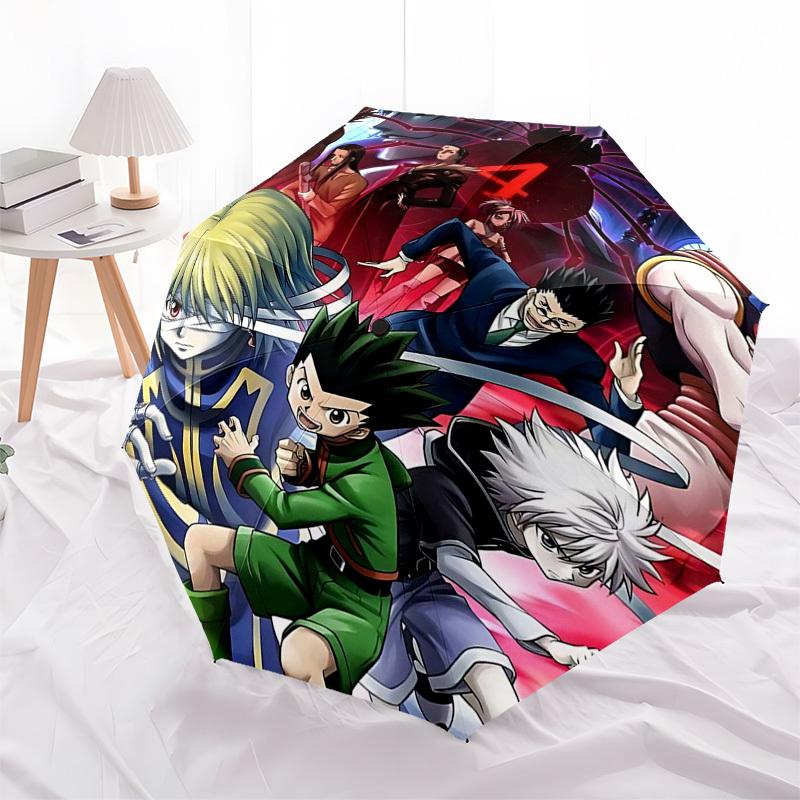1pc Hunter x Hunter Automatic Opening Umbrella with Foldable Design, 8-Rib Iron Frame Outdoor Umbrella Perfect Gift for Fans, Travelers, Daily Use, Fe