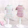 Autumn and Winter Colored Striped Bottom Shirt Teddy Pet Top Clothes Cotton Knitted Bottom Shirt Hoodie Two Feet Vest for Dog