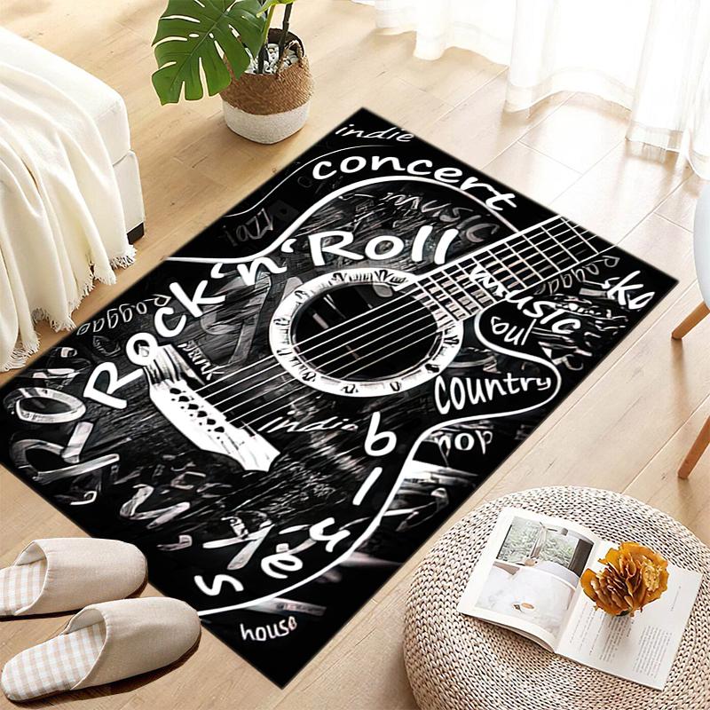 1Pc Musical elements Printed circular carpet, home door mat, outdoor travel protection carpet A6