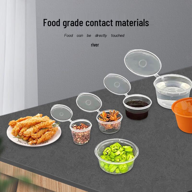 Disposable 50ml Transparent Sauce Container with Integrated Lid