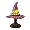 Witch Hat Lamp Stained Glass Resin Wizard Hat Light Spooky Gothic Table