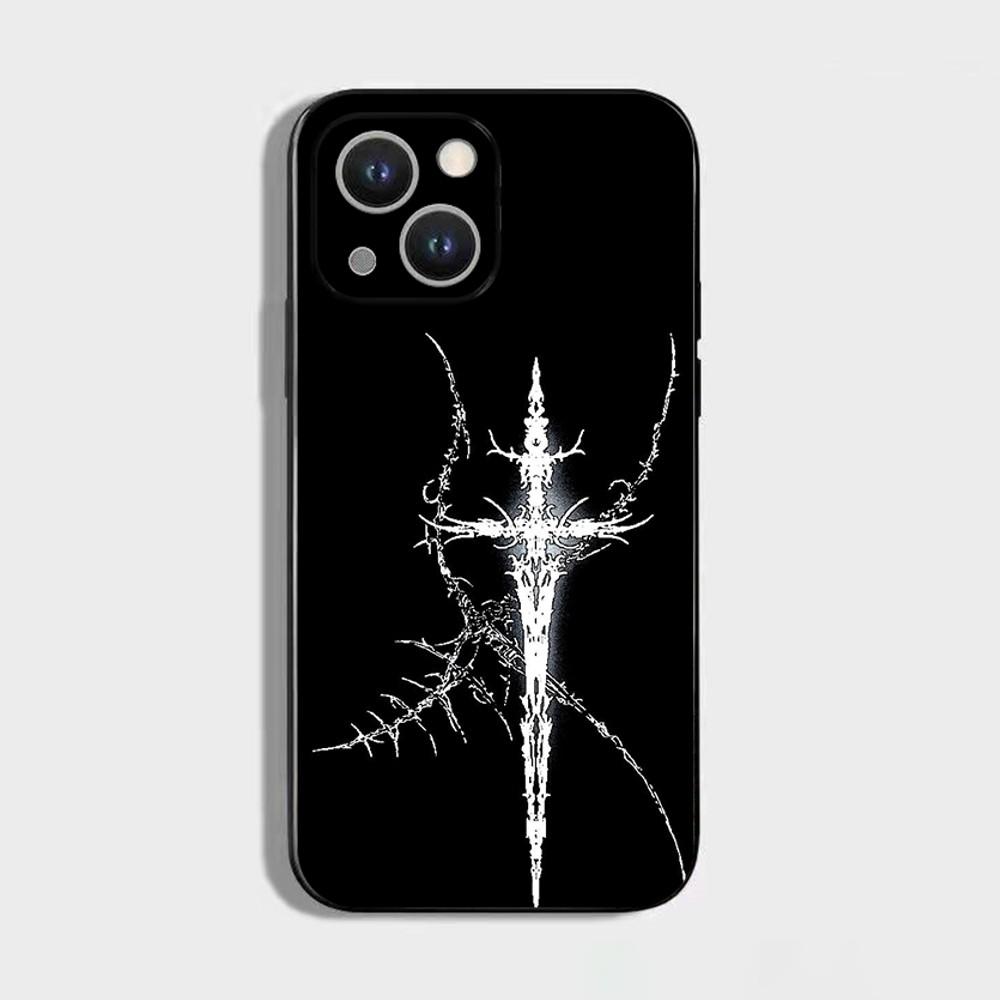 Cyber Sigil Kruislijn Telefoonhoesje Voor iPhone 16,15,14,13,12,11 Plus,Pro Max,XS,X,XR,SE,Mini,8,7,Zachte Siliconen Zwart Hoesje