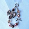 1Pcs Cute Phone Lanyard,Vintage Plaid Bow Beaded Chain for Phone Decor, Keychain for Purse Car Keys, Winter Autumn Charm Gift