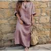 Women's Casual Loose Short Sleeve Dress Cotton Linen Folds Boho Long Dress Summer Vintage Beach Holiday Female Street Dresses