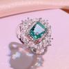 Color Treasure Necklace Female Simulation Emerald Pendant Emerald Ring Three-Piece Jewelry Set
