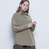 THE-ABON Women'S Jacquard Basic Overshirt Khaki