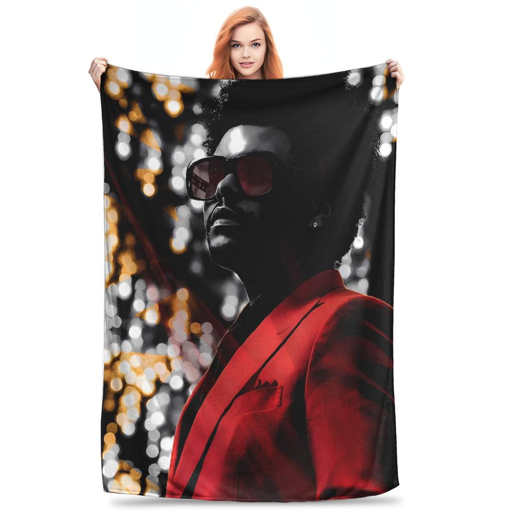 The Weeknds Rapper Singer Warm Blanket Travel Office Plush Throw Blanket Aesthetic Couch Chair Flannel Bedspread Sofa Bed Cover