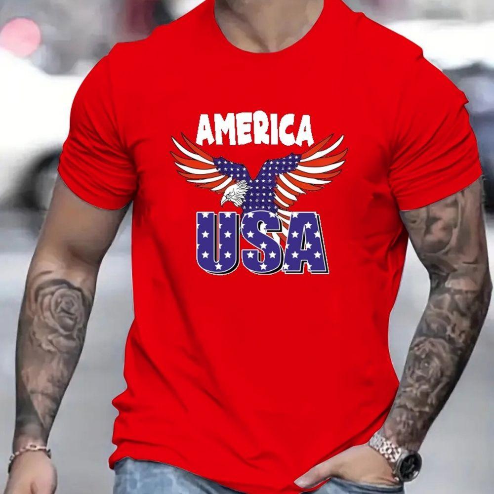 2024 USA T Shirts For Mens Breathable TShirts Summer Short Sleeve Tops Oversized O Neck Pullover Street Men's Shirt 5xl Tees New