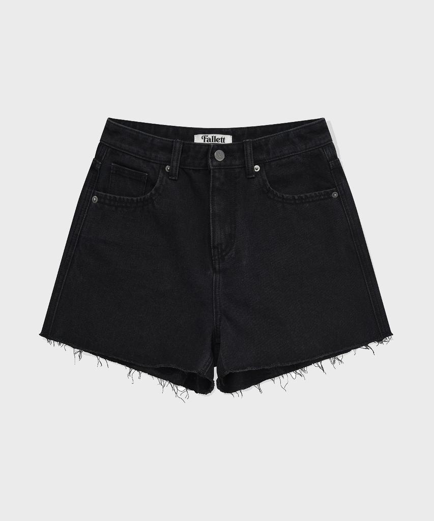 FALLETT Cut-Off Denim Shorts Black
