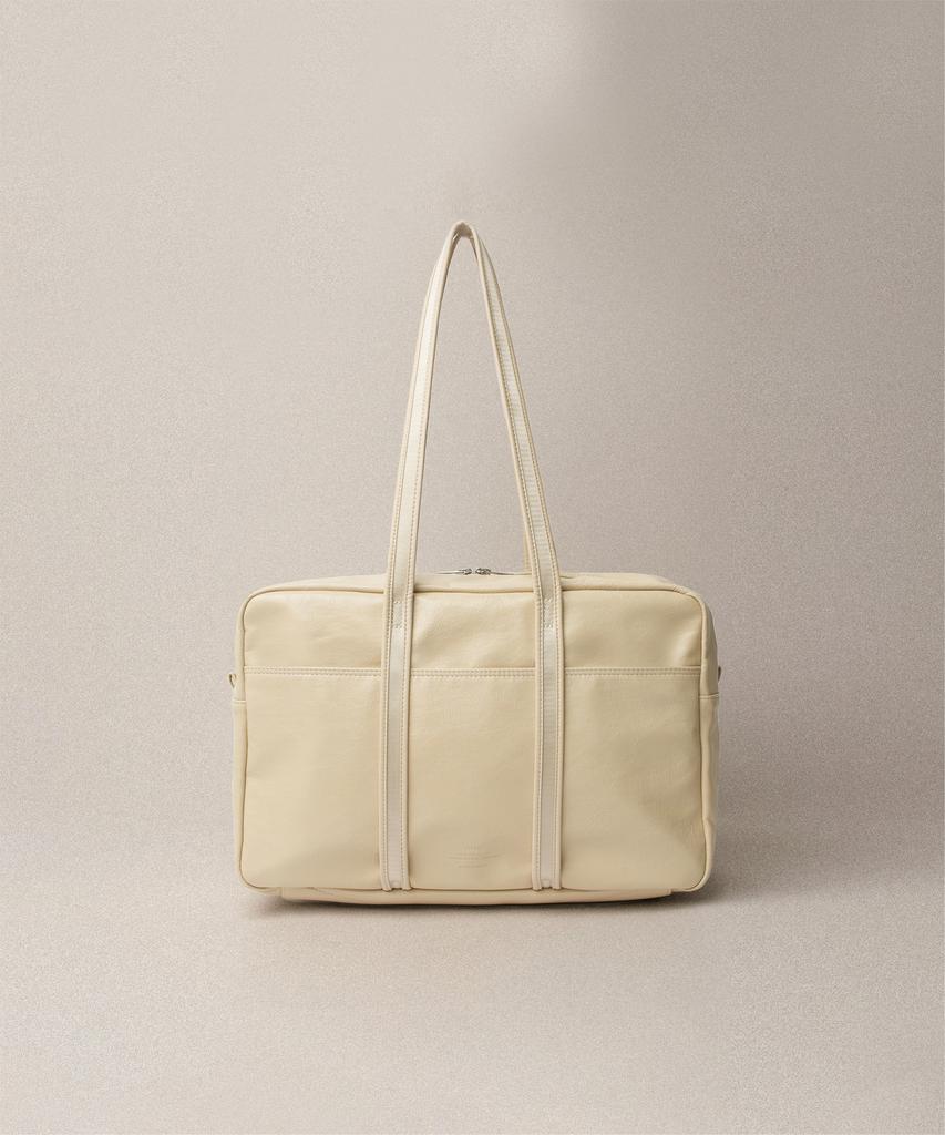 Neue Leather Boston Bag_Beige_Medium