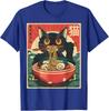 Kawaii Katt Anime Gåvor Katt Ramen Grafisk T-shirt Japansk Rolig Unisex T-shirt
