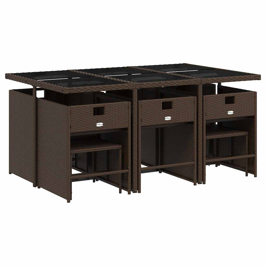 Vidaxl 11-Cz. Garden Furniture Set, Cushions, Brown, PE Rattan
