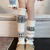Gestrickte Stulpen Damen Retro Böhmische Stulpen Winter Überschuhe Stiefelmanschetten für Partys Dates Streetwear