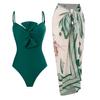 Maillot de bain modeste à la mode pour femmes, ensemble bikini solide, rembourré, nœud papillon, contrôle du ventre, monokini à lacets, ensemble de maillots de bain deux pièces, maillot de bain tankini