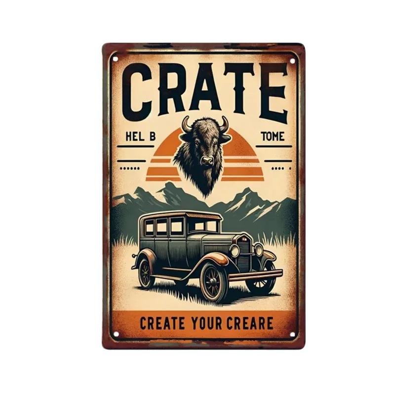 Vintage 3D Klassisches Auto Zug Poster Metall Blechschild Plakette Hotel Café Wandpaneel Garage Club Man Cave Bar Dekoration