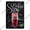 Dekor Cocktail Blechschild Plakette Metallplatte Vintage Poster Wandkunst Dekoration für Bar Pub Club Man Cave Eisengemälde