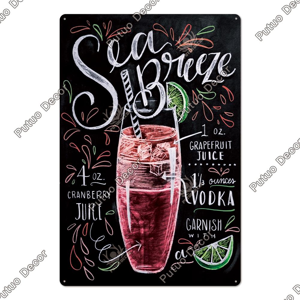 Dekor Cocktail Blechschild Plakette Metallplatte Vintage Poster Wandkunst Dekoration für Bar Pub Club Man Cave Eisengemälde