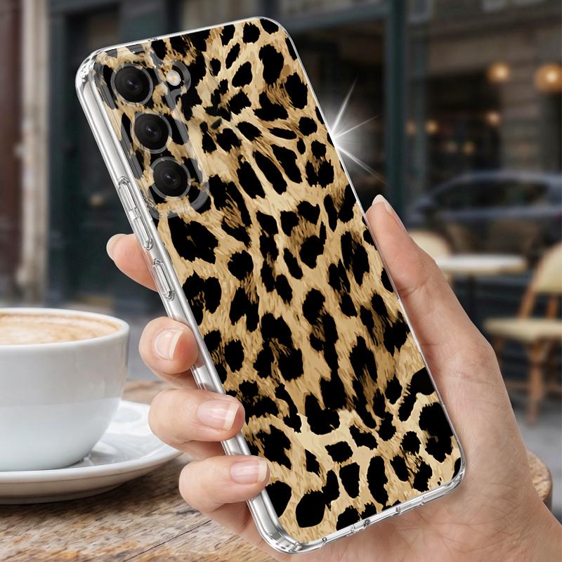 Leopard Print Case For Samsung A57 S26 Ultra A37 A17 A56 A36 A26 A16 A55 A35 A25 A15 A54 5G S21 FE S22 S23 S24 S25 Plus Clear TPU Soft Cover