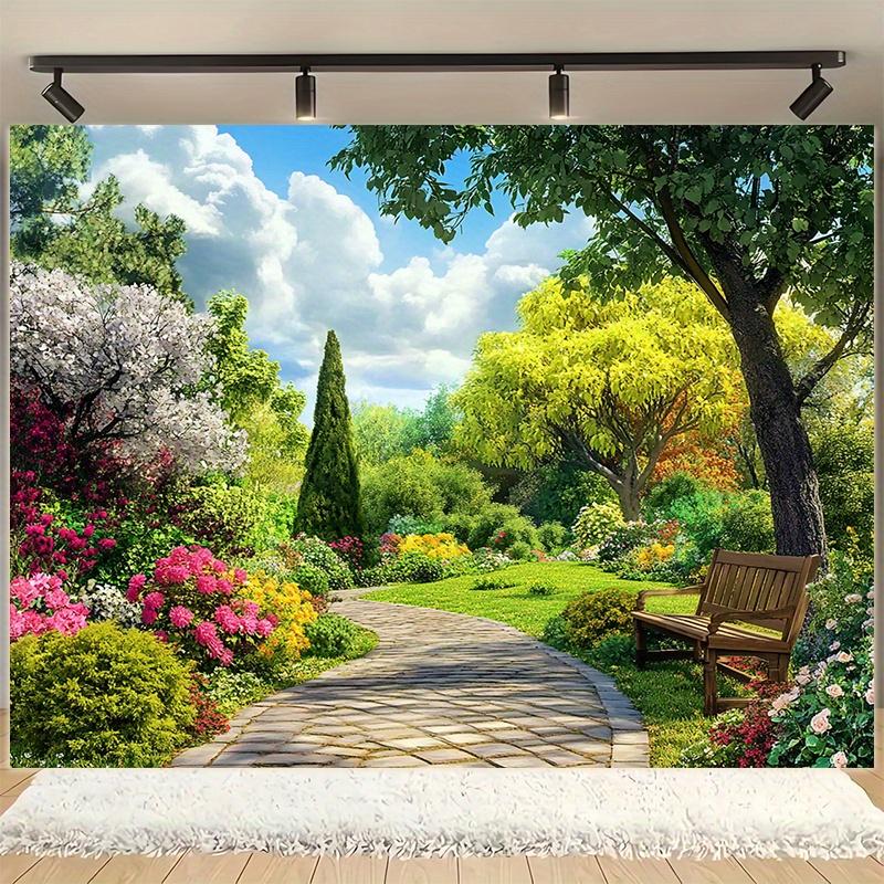 Large Garden Park City Village Polyester Background - Vibrant Outdoor and Indoor Party Banners Festival Celebrations