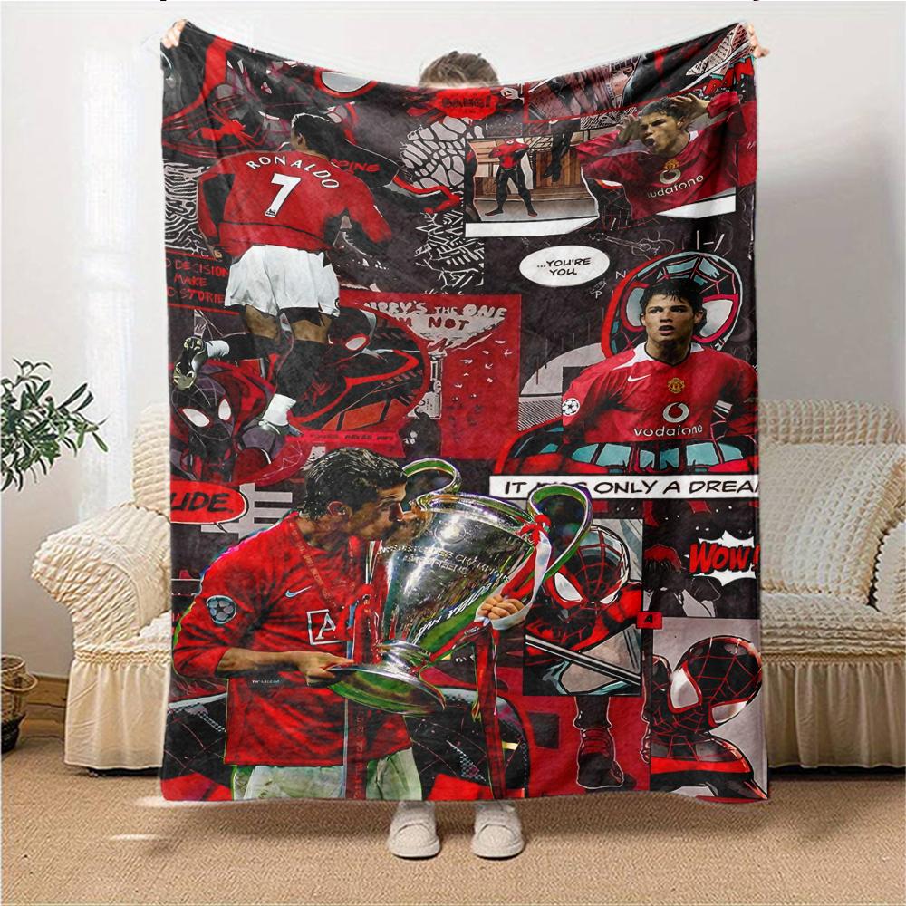 Ronaldos Legacy Lights Printed Flannel Breathable and Warm Blanket, a Stylish Home Gift, Suitable for Home, Office and Bedspread Use. 0713a5