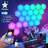 Lumină hexagonală cu LED RGB, Bluetooth, lumină de perete interioară, APP Telecomandă, lumină de noapte, cameră de jocuri pe computer, decorare pentru noptieră