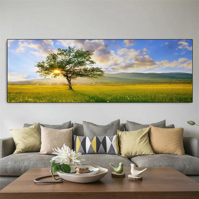 Pintura en lienzo de girasoles y paisaje de flores modernas, carteles e impresiones, imágenes artísticas de pared, Cuadros para sala de estar, decoración del hogar sin marco