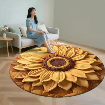 Kieselgur Fußmatte 3D Sonnenblumenmuster Plüsch Schnelltrocknend Rutschfest Saugfähig Badematte