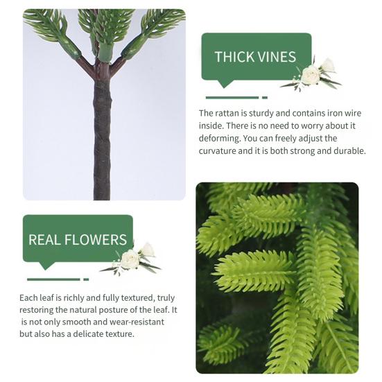 Artificial Pine Branches Realistic Norfolk Pine Stems Faux Greenery Foliage Pine Needle Twigs for DIY Christmas Wreaths Vase Indoor Outdoor Decor
