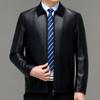 Genuine Leather Jacket for Men Sheepskin Business Lapel Middle-aged Dad's Autumn and Winter New Leather Jacket