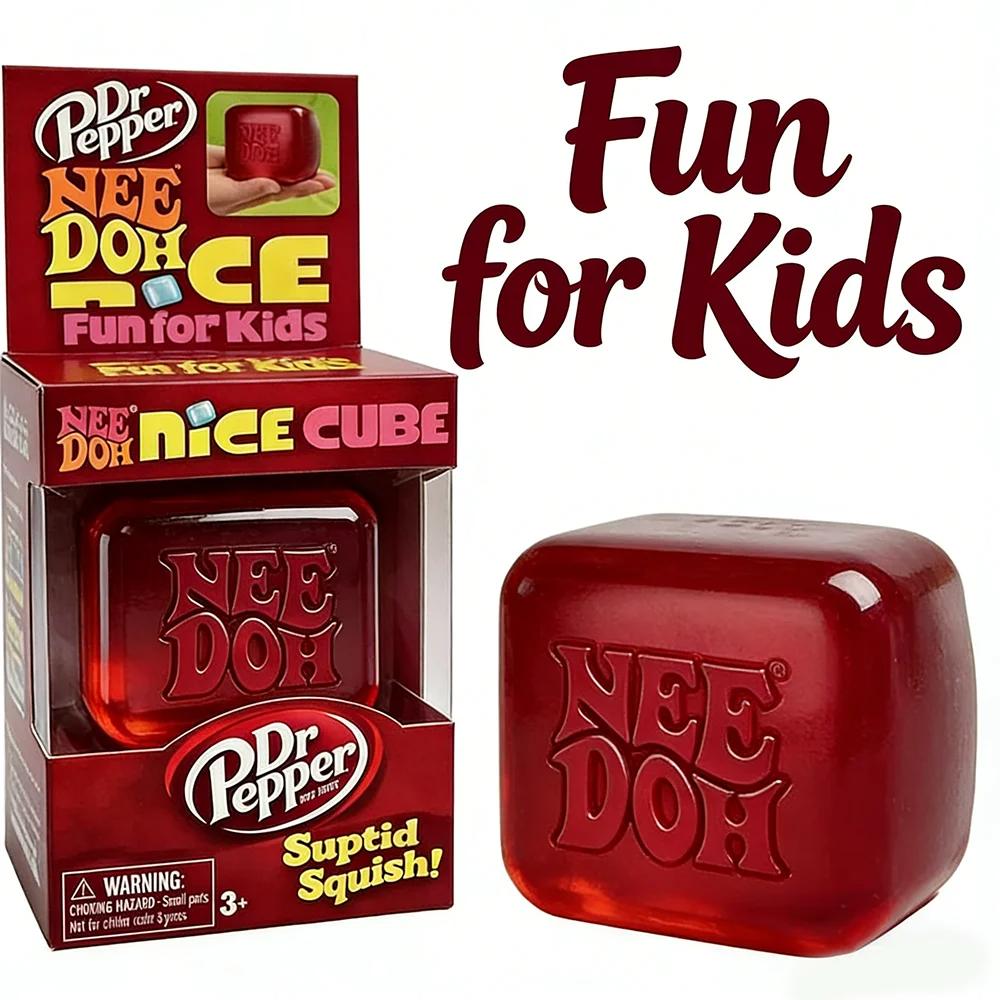 &Dr Pepper X Needoh Nice Cube Squishy Stress Relief Toy, Soft Squeeze Fidget Cube For Kids & Adults, Anxiety Relief Sensory Toy