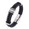 Luxury Handmade Leather Braid Men Bracelet Stainless Steel Buckle Business Men's Bangles For Friend Partner Lovers Gift