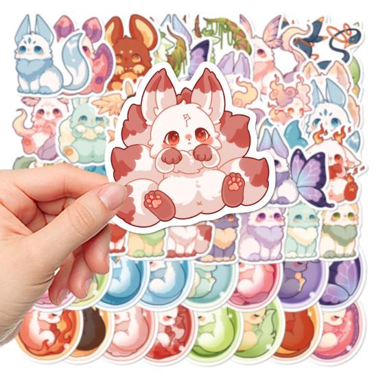 50Pcs Cartoon Stickers Cute Fantasy Creature Anime Series PVC Adhesive Decals DIY Decoration