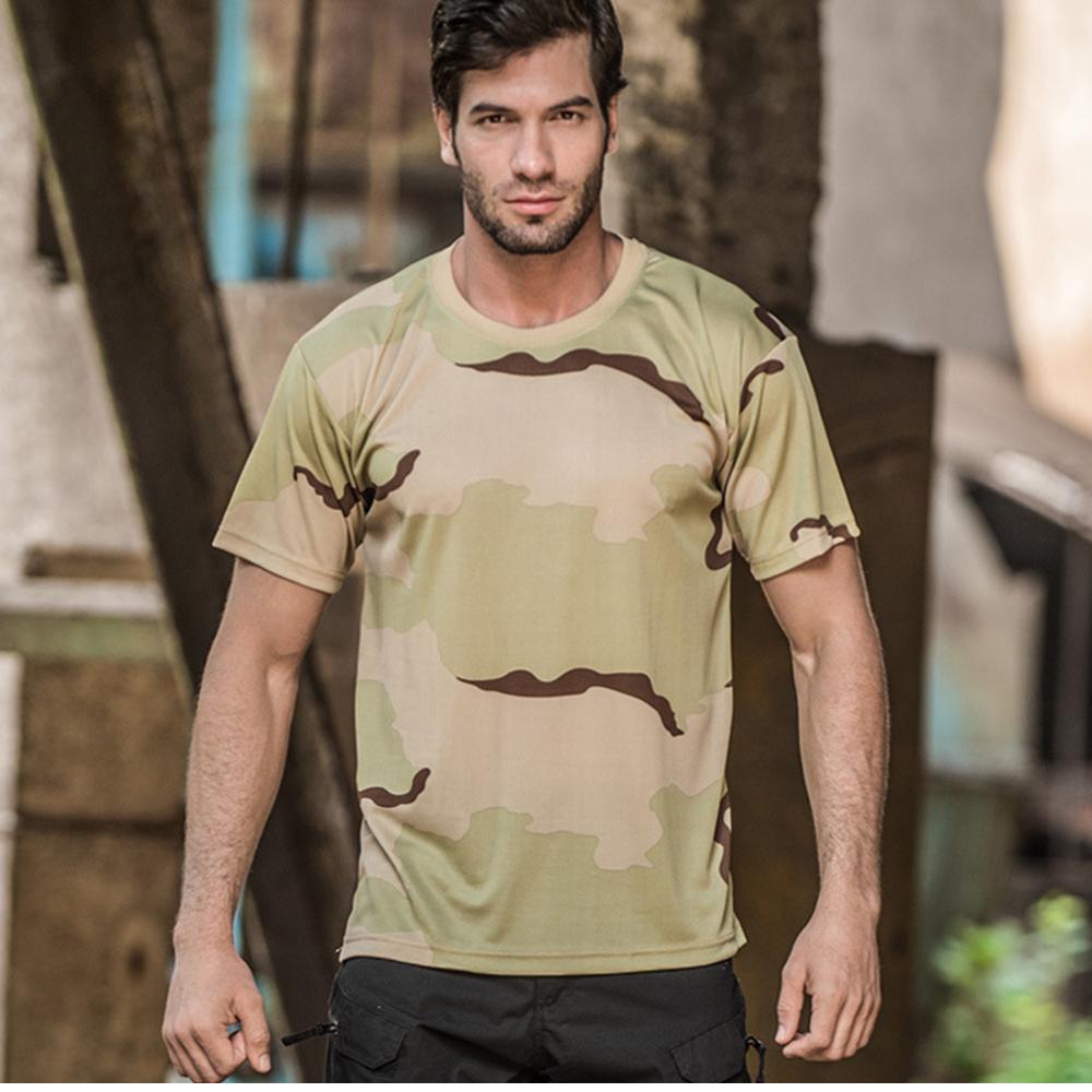Tricouri Sport de Exterior pentru Bărbați Camuflaj 3D Uscare Rapidă Gât Rotund Mânecă Scurtă Topuri Cămașă Camo Drumeție Vânătoare Tricou