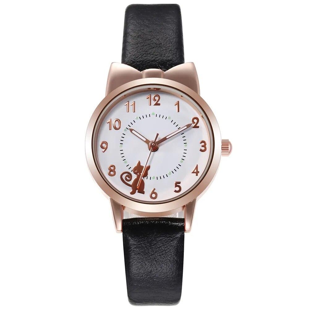 Cute Cartoon Cat Luminous Quartz Watches for Girls Wrist Watch Clocks