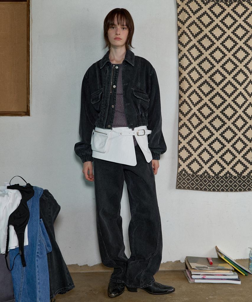 Aobteu Faux Leather Pocket Belt Skirt - White