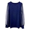 Tricou pentru femei, cu gât rotund, cu sclipici, cu mâneci lungi, cu mâneci lungi, de culoare solidă, cu croiala lejeră, maiuri casual, ținute zilnice