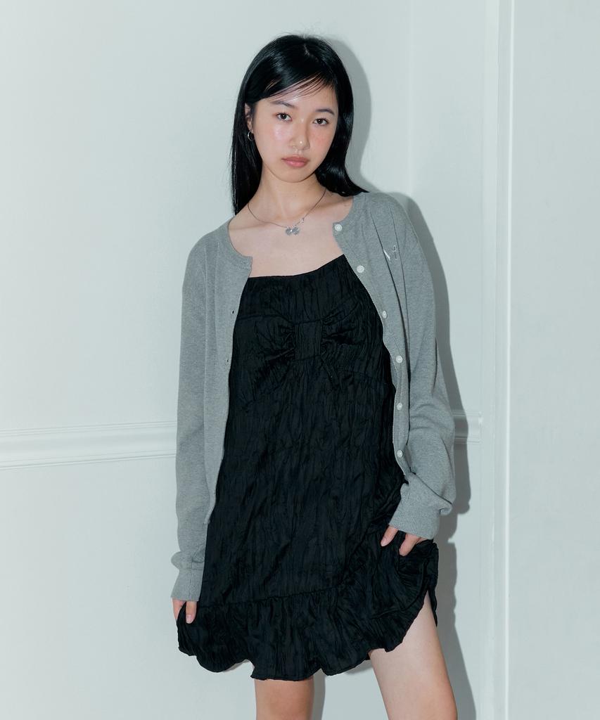 Margarine Fingers Wrinkle Ribbon One-Piece (Black)