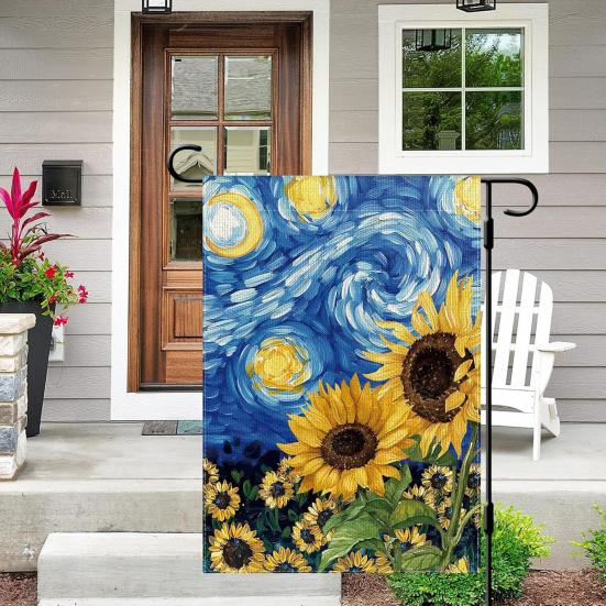 Hallo Frühling Blumengarten Fahne 12x18 Zoll Beidseitig Bunte Blumen Jute Hof Dekoration Bauernhaus Außenflagge für Rasen Terrasse Veranda