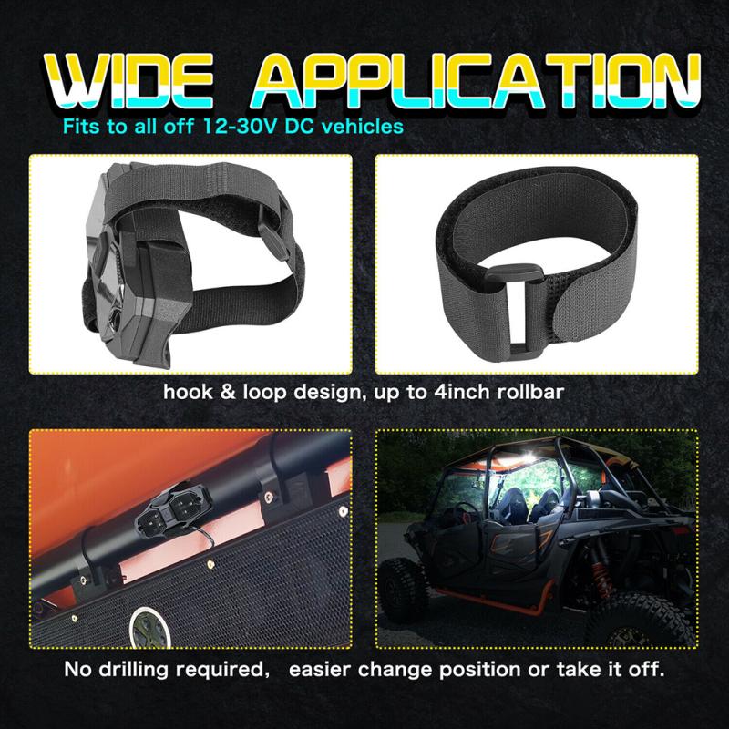 Plafonnier de voiture à LED 12 V avec interrupteur de protection, lampe de barre, accessoires modifiés compatibles pour UTV ATV