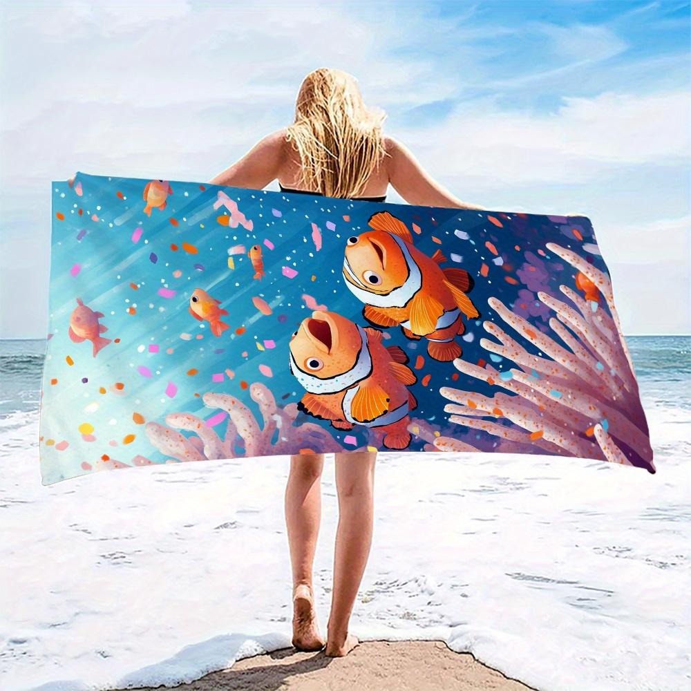 1Pc Clownfish Beach Towel Ocean Animal Print Underwater Scene Quick Dry Soft Microfiber Bath Towel For Kids Children Gift