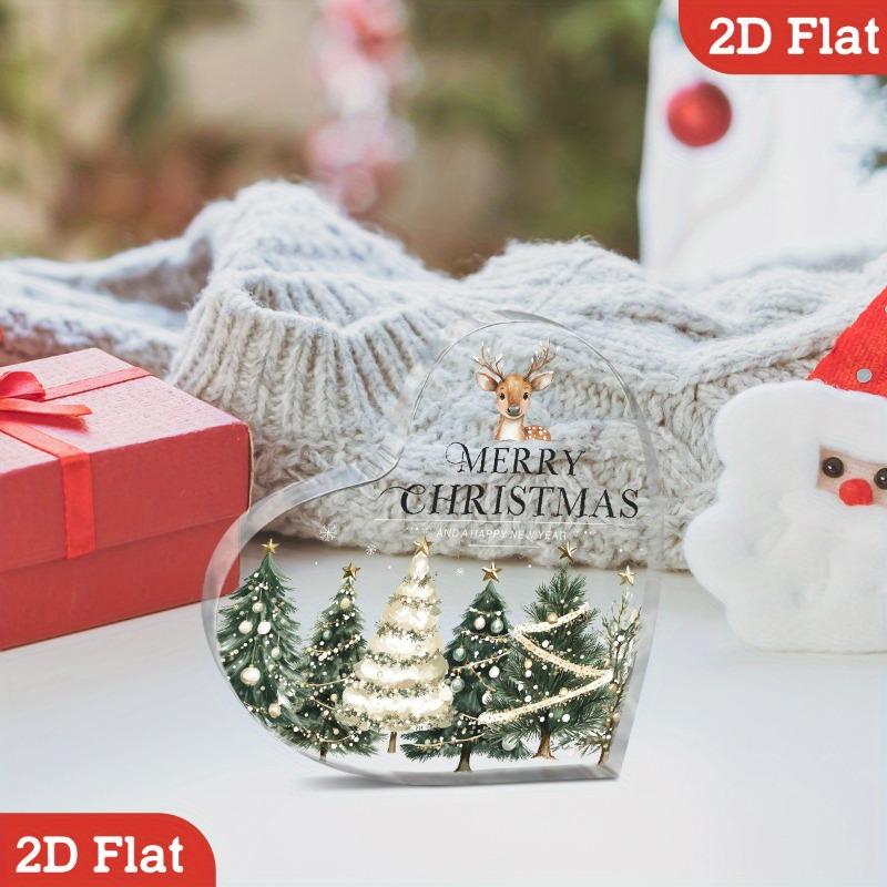 2D Flat Heart Shaped Classic Style Merry Christmas Acrylic Desktop Decoration, Suitable for Wall Decoration, Porch, Room, Villa, Accents Home, Hallway