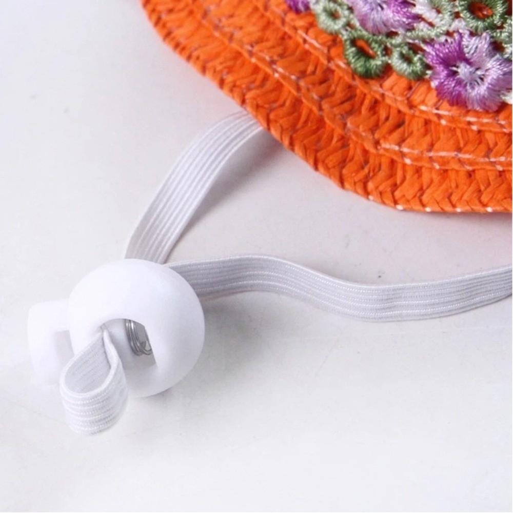 Breathable Dogs Embroidered Straw Hat Lightweight Pet Straw Hat Sun Protection Pet Cap  Summer