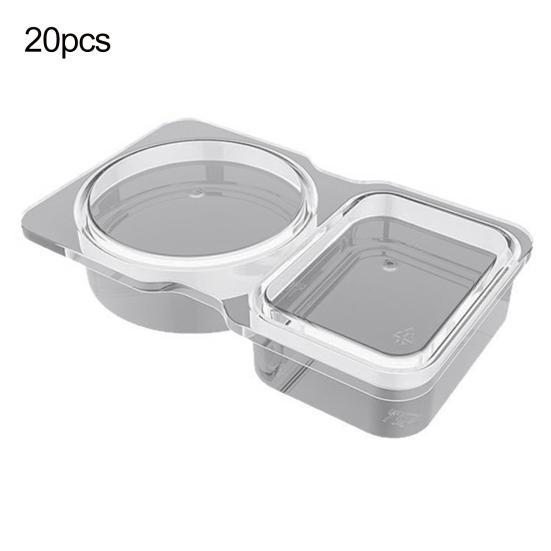 Double Compartment Condiment Container with Lids Disposable Sauce Box Leak-proof Dressing Holder for Sauces Snacks Salad