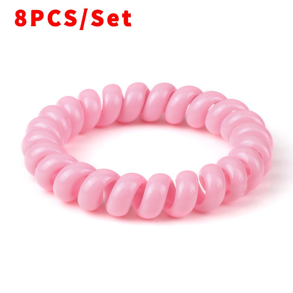 8 Pièces/Ensemble Mode Filles Fil Téléphonique Élastiques à Cheveux Chouchous pour Femmes Porte-Queue de Cheval Corde à Cheveux Accessoires Gomme