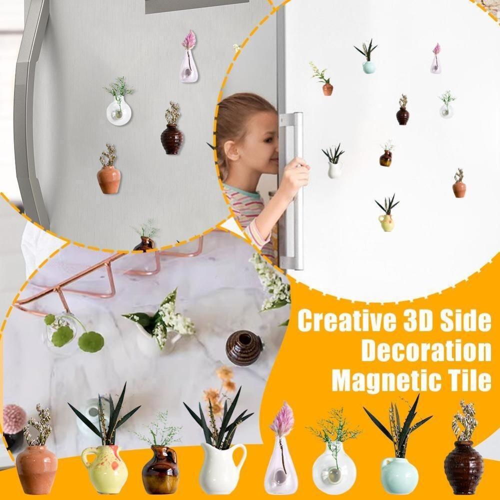 Mini Vază Simulare Magneți de Frigider Decorare Tablă Albă Vază Ceramică Durabilă Autocolant Frigider Decor Acasă Creativ