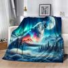 3D Dier Wolf Leuke Cartoon Flanellen Deken Pluizig Kinderen en Volwassenen Sofa Pluche Bedsprei Plaid Lunchdeken voor Bank Bed