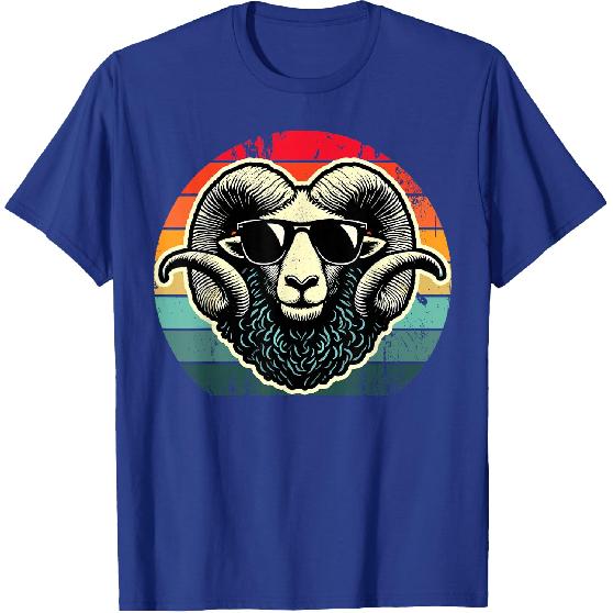 Retro Ram in Sunglasses Men Novelty Funny Ram T-Shirt