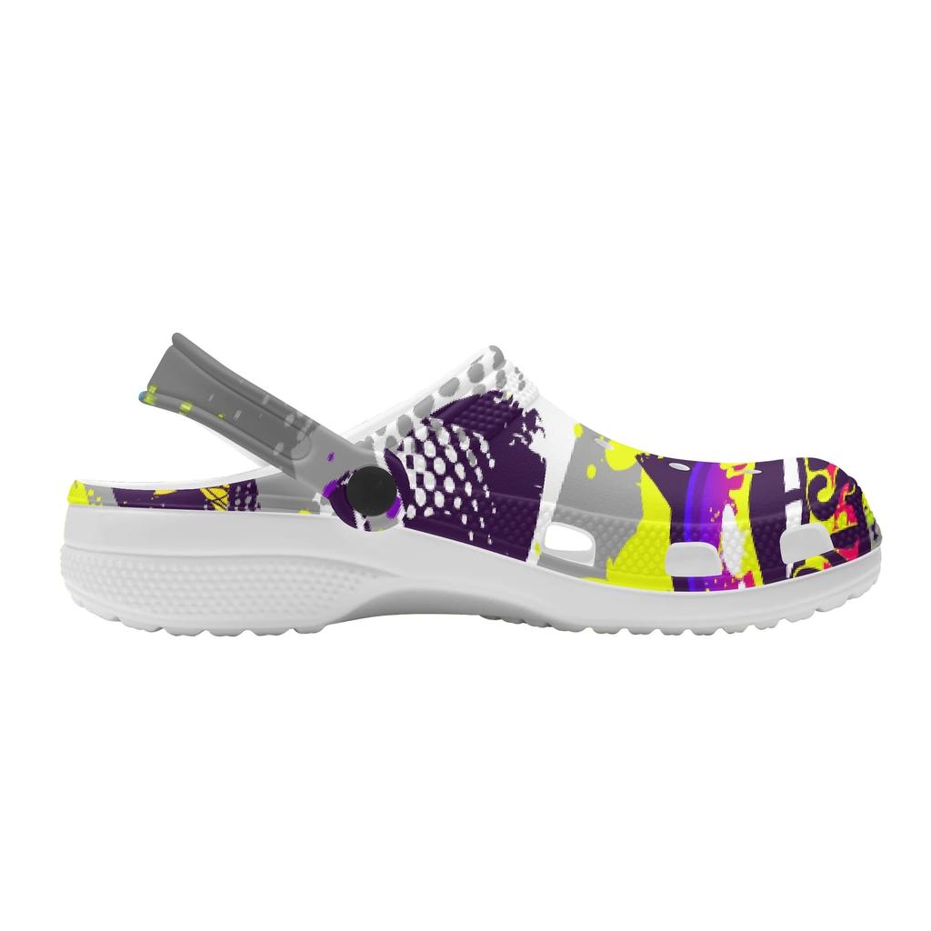 Printed White Garden Clogs Unisex Lightweight EVA Slip On Shoes Breathable Beach Pool Bathroom Home Summer Wear Outdoor Use