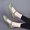 Sapatos de salto baixo femininos primavera novo cor doce sapatilhas confortáveis bico redondo fivela sapatos boneca mocassins de couro sapatos femininos